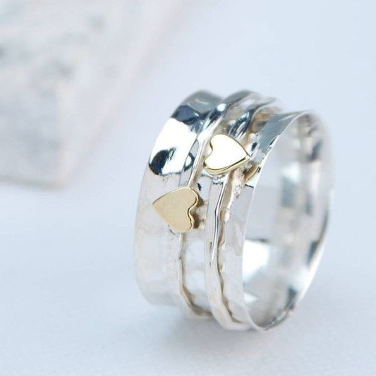 Vintage Double Golden Heart Ring